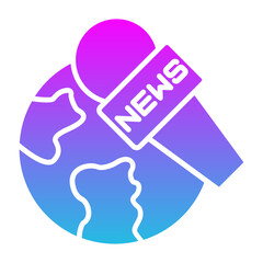 Worldwide News Glyph Gradient Icon
