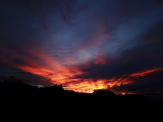 Sunset to Sleeping lady in Kosrae, Micronesia（Federated States of Micronesia）