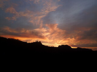 Sunset to Sleeping lady in Kosrae, Micronesia（Federated States of Micronesia）