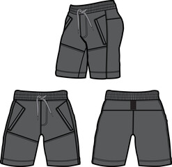 Sweat jogger pants with an elasticated drawstring waist in a relaxed style. Men's casual wear. Vector technical sketch.