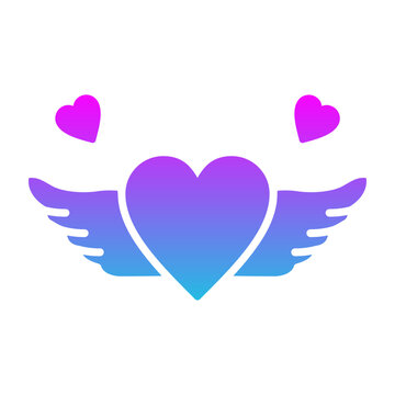 Heart Wing Glyph Gradient Icon