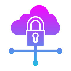 Cloud Lock Glyph Gradient Icon