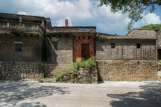 Foshan city, Guangdong, China. Shishan Libian ancient village with a history of 800 years, a collection of Ming and Qing cultures, Lingnan architecture, water town and gardens.