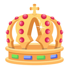 A crown jewel icon in flat editable design 