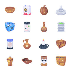 Vintage Flat Icons of Medieval Accessories 

