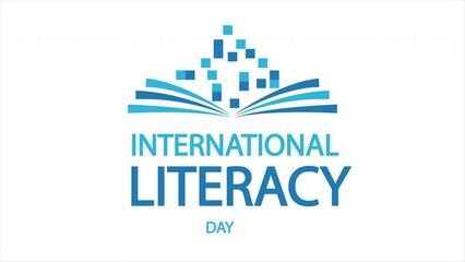 International literacy day open book, art video illustration.