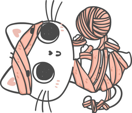 recommend clip art: cute Hallooween kitten cat in party costume cartoon doodle hand drawing outline