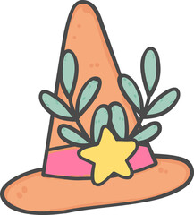 cute sweet Halloween fantasy witch hat doodle pastel