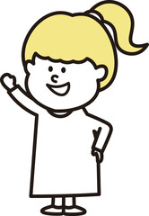 右腕を上げている女の子のイラスト素材