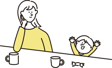 会話をしている親と子供のイラスト素材