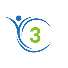 Initial Letter 3 Healthcare Logo. Doctor Logo Sign, Medical Pharmacy Plus Symbol Design