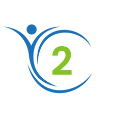 Initial Letter 2 Healthcare Logo. Doctor Logo Sign, Medical Pharmacy Plus Symbol Design