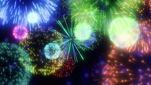 Colorful fire works particle effect animation