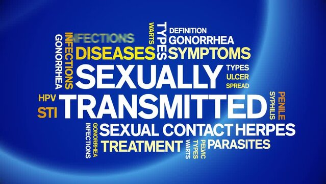 Sexually Transmitted animated tag word cloud;text design animation kinetic typography seamless loop.
