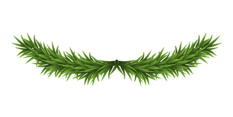Fototapeta na wymiar Greenery Christmas Garland. Merry Christmas wreath with fir branches isolated on white background. Vector decoration design
