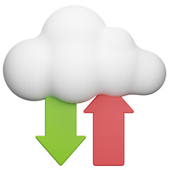 3d cloud computing data transfer on transparent background