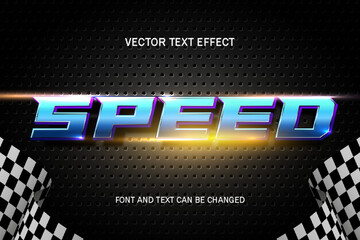 speed blue racing font typography lettering 3d editable text effect font style template banner flyer background - obrazy, fototapety, plakaty