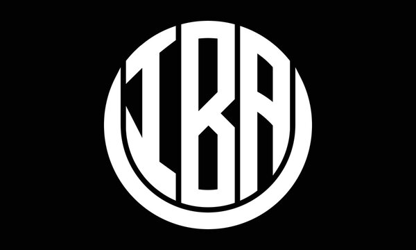 IBA three letter circle logo design vector template.  monogram symbol on black & white.