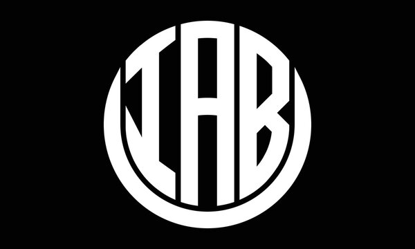IAB three letter circle logo design vector template.  monogram symbol on black & white.