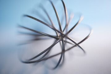 Abstract background, 3d metal and futuristic design with spiral. Blurry, modern and isolated copy space for graphic illustration. Dynamic, minimal and clean design for simple composition style.