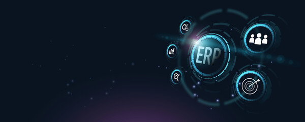 ERP Enterprise Resource Planning Concepts Business, Technology, Internet and network concept. ERP illustration