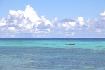 Fototapeta na wymiar 岩が点在する青い海