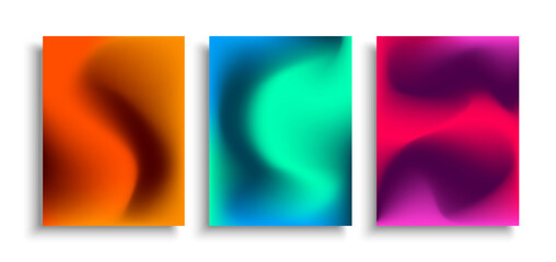 Modern colorful gradient set background. Abstract trendy fluid shape design. Template collection for brochure, cover, flyer, poster, banner. Vector illustration