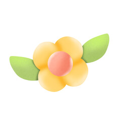 Cute Yellow Flower With Leaves  Illustration