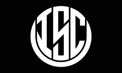 ISC three letter circle logo design vector template.  monogram symbol on black & white. - obrazy, fototapety, plakaty