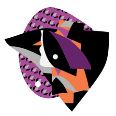 abstract element in purple, black, orange and grey