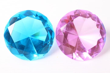 Blue and purple diamond on white background