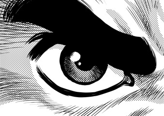 劇画マンガ風の目のイラスト
