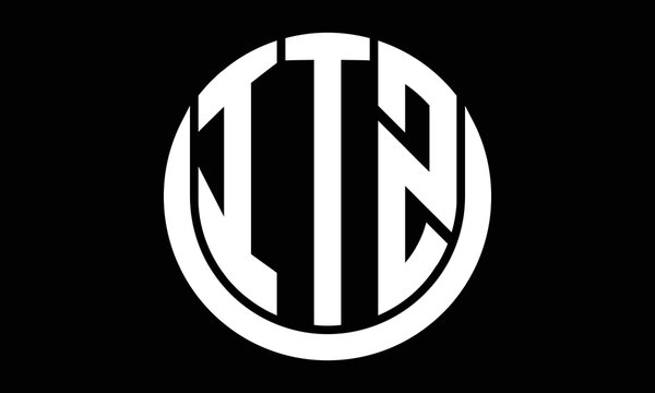 ITZ three letter circle logo design vector template.  monogram symbol on black & white.