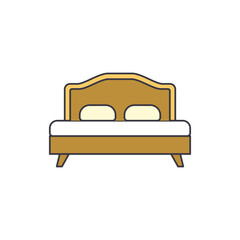 bed icon in color, isolated on white background 