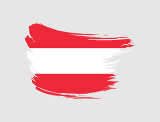 Stain brush painted stroke flag of Austria on isolated background