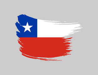 Stain brush painted stroke flag of Chile on isolated background