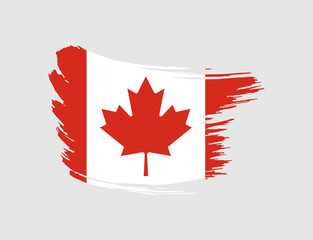 Stain brush painted stroke flag of Canada on isolated background