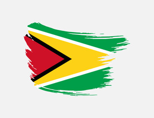 Stain brush painted stroke flag of Guyana on isolated background