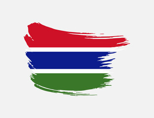 Stain brush painted stroke flag of Gambia on isolated background