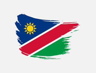 Stain brush painted stroke flag of Namibia on isolated background
