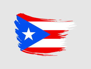 Stain brush painted stroke flag of Puerto Rico on isolated background