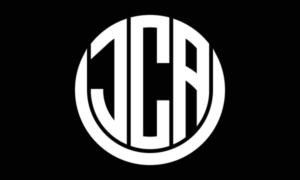 JCA three letter circle logo design vector template.  monogram symbol on black & white.