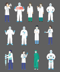 Vector set of doctor and Nurses and medical personnel team