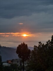 Fototapeta premium sunset over the river