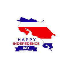 Fototapeta premium Happy Independence Day Costa Rica Vector Illustration Design Template with country map and costa rica flag logo