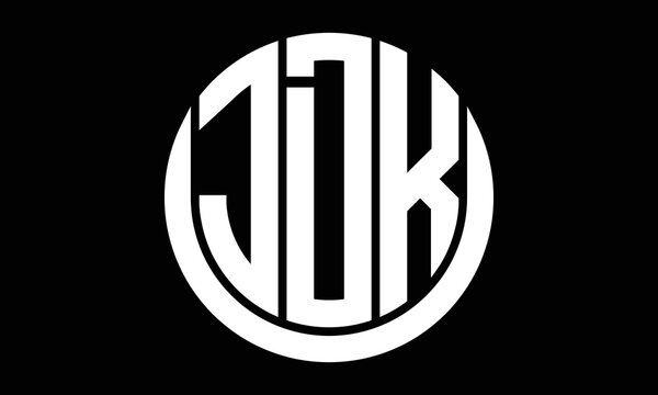 JDK three letter circle logo design vector template.  monogram symbol on black & white.