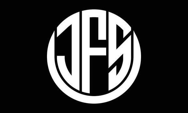 JFS three letter circle logo design vector template.  monogram symbol on black & white.