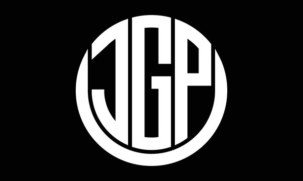 JGP three letter circle logo design vector template.  monogram symbol on black & white.