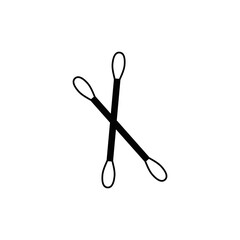 Cotton swabs icon in black flat glyph, filled style isolated on white background