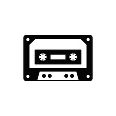 cassettes icon  in black flat glyph, filled style isolated on white background